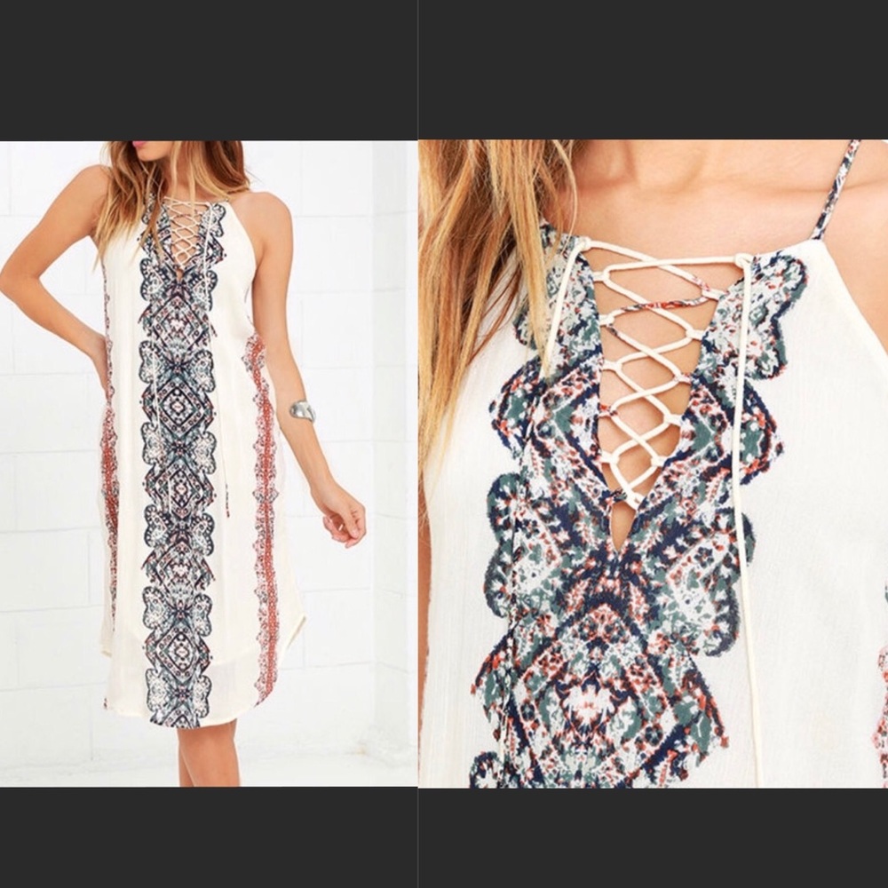 O’Neill Nicole Cream Print Midi Dress